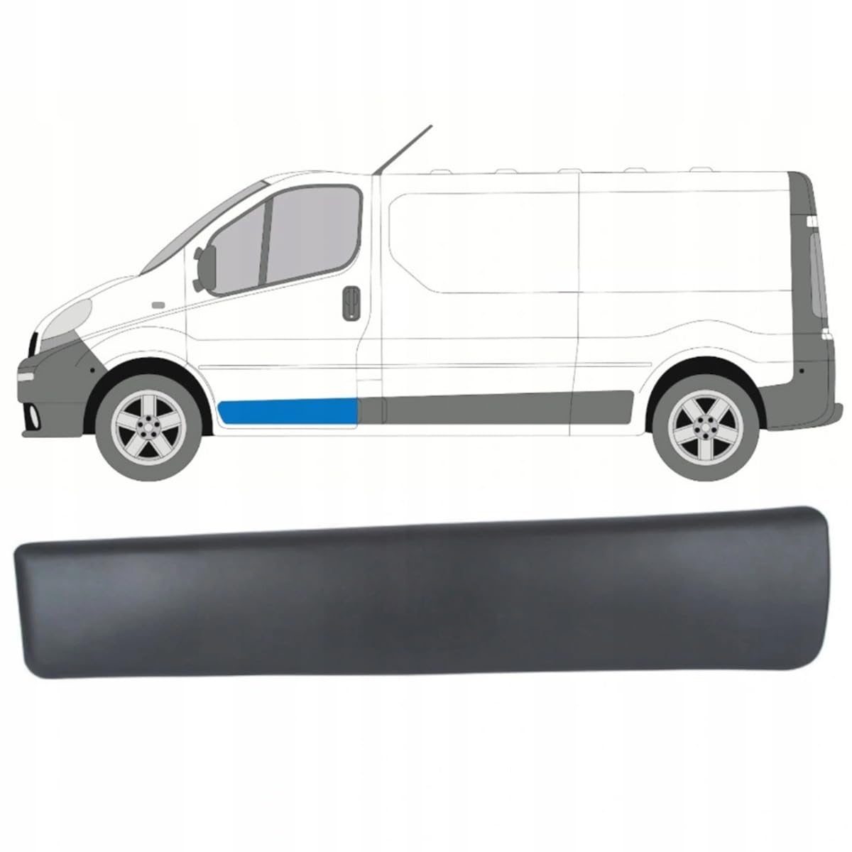 Protector de puerta delantera izquierda gris para Renault Trafic II, Opel Vivaro A, Nissan Primastar (2001-2013)