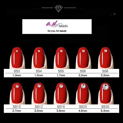 Miniatura 4 de AD Beads - 1440 cristales de imitación de calidad de diversos tamaños, reverso liso, para arte de uñas