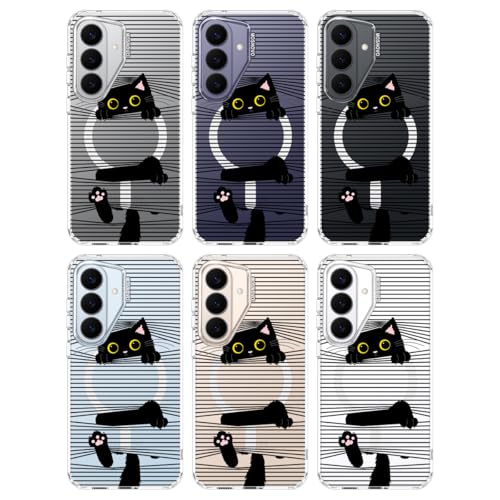 Coque Samsung S26 Plus transparente antichoc compatible MagSafe chat noir - 3