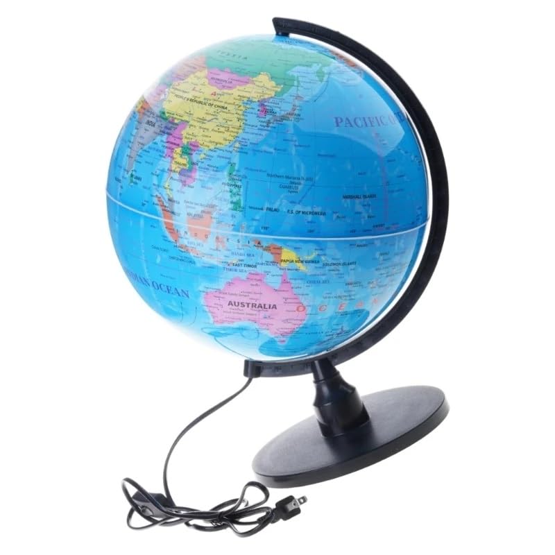 Globo Terráqueo Iluminado Y2GD Decorativo y Educativo en Inglés Alta Definición con Lámpara LED, Tamaños Múltiples (20/25/32 cm), Material ABS+PVC