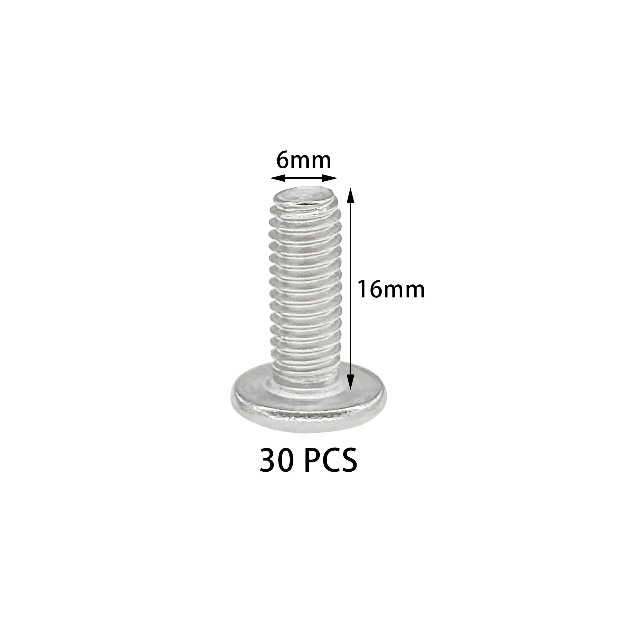 30 PCS Flat Head Hex Socket Bolts - 304 Stainless Steel Furniture Connector Screws (M6 × 16mm) - Image 2