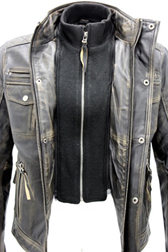 Men's Black Warm Vintage Brando Leather Biker Jacket3