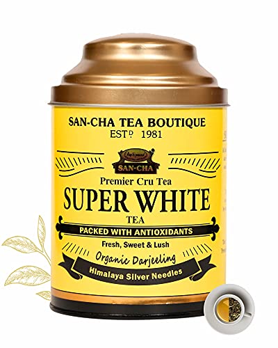 Image of Sancha Tea Boutique, Super White Tea of Darjeeling, 75g Loose Leaves | Limited Edition Silver Needle White Tea | Luxurious Sugarcane Notes | Antioxidant & Detox Tea