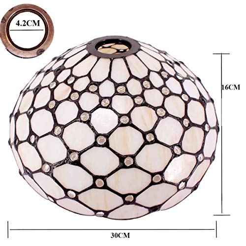 Image of WERFACTORY Tiffany Lampshade Replacement Only 12 Inch Stained Glass Shade