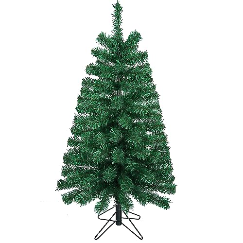 VEYLIN Small Christmas Tree, 90 CM Artificial Green Xmas Tree With Metal Stand For Christmas Decor