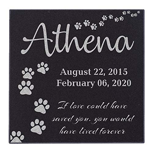 CustomizationMill Personalized Pet Memorial Stone - Granite Dog Grave Marker w 3 Sizes