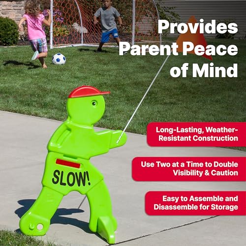 Step2 Kid Alert Street Safety Sign, Kids at Play Signage for Neighborhood Safety, 32-Inch Tall Reflective Caution Sign with Warning Flag - image 4