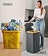 Deco haus® Gelber Sack Ständer 90L [Extra Tragetasche] - Gelber Sack Mülleimer - Stabiler Müllsackständer Extra für gelbe Säcke - Mülleimer mit Deckel - Müllsystem für Küche & Haushalt - Grau