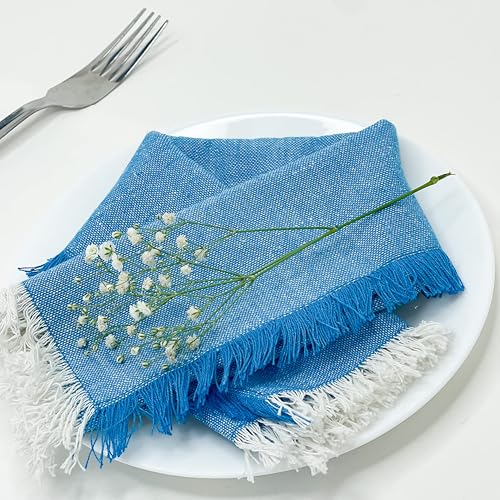 Servilletas de tela Chardin Home Turquesa y Blanco 18x18 in set 12 miniatura 1