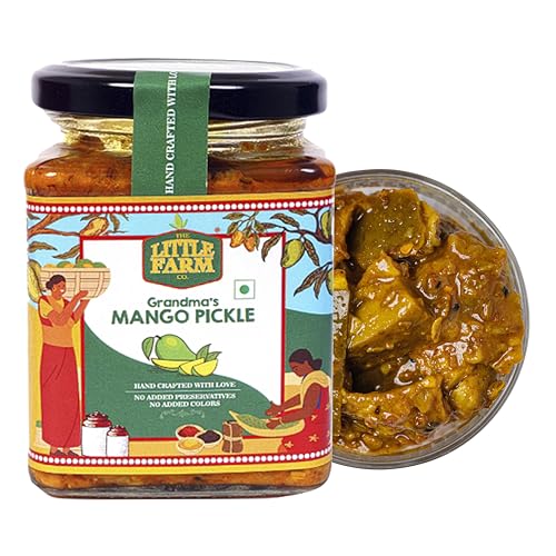 Image of THE LITTLE FARM CO Punjabi Mango Pickle - Aam ka Achar (250g)|Less Oil Mustard Base Homestyle Tangy Mango Pickles with Saunf | No Added Preservatives, Artificial Colours & Flavours | Traditional Recipe