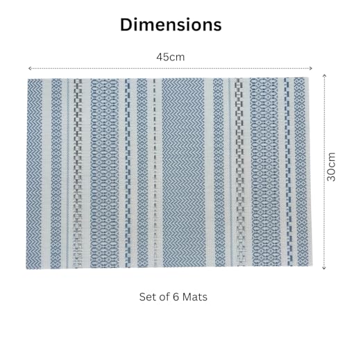 Image of Livmodern Premium Vinyl Dining Table placemats for 4 Seater | Woven PVC Table mats | Anti Skid | Designer | Wipeable & Washable Set of 4 mats - Sapphire Weave