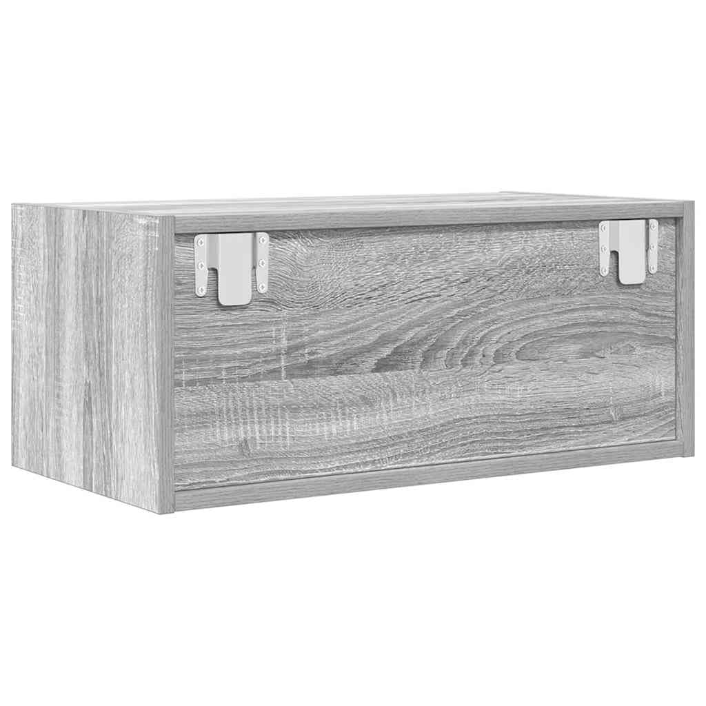 Mobile TV grigio Sonoma, 60 x 31 x 25,5 cm, con 2 cassetti, montaggio a parete, per soggiorno, camera da letto, credenza