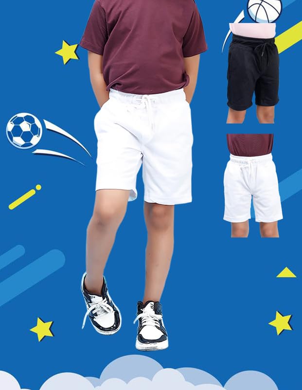 Image of Nusyl Solid & Printed Cotton Blend Shorts for Boys | Comfortable Casual Shorts | Soft Breathable Fabric with Elastic Waistband | Relaxed Fit | 2-16 Years | Multiple Colors