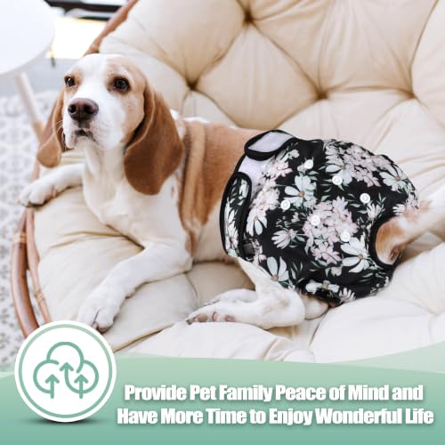 Image of wegreeco Washable Female Dog Diapers Highly Absorbent Reusable Diapers for Dog in Heat Period, 3 Pack (Watercolor Flower, Large)