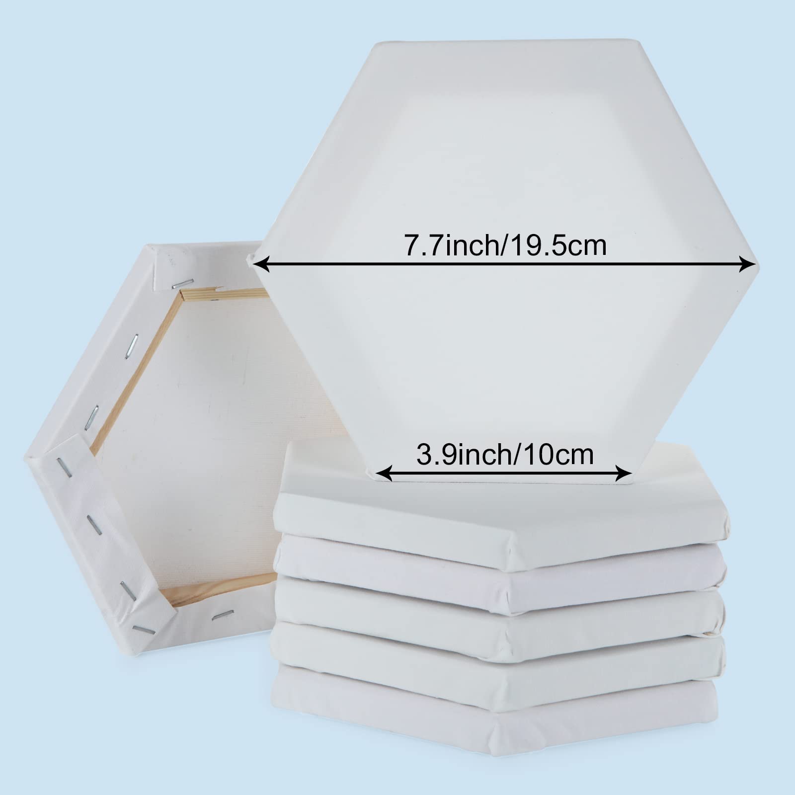 12xgespannte Leinwand, sechseckig, 10.2 cm, weiß, blanko, gespannte Leinwand, Leinwand, 100 % Baumwolle, grundiert, Künstler-Leinwandrahmen, Kunstbedarf für Acrylgießen und Ölgemälde