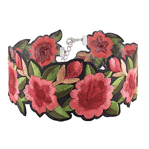 Alaxy Chokers Red Flower Necklaces Embroidery Rose Velvet Choker Necklace Classic Gift