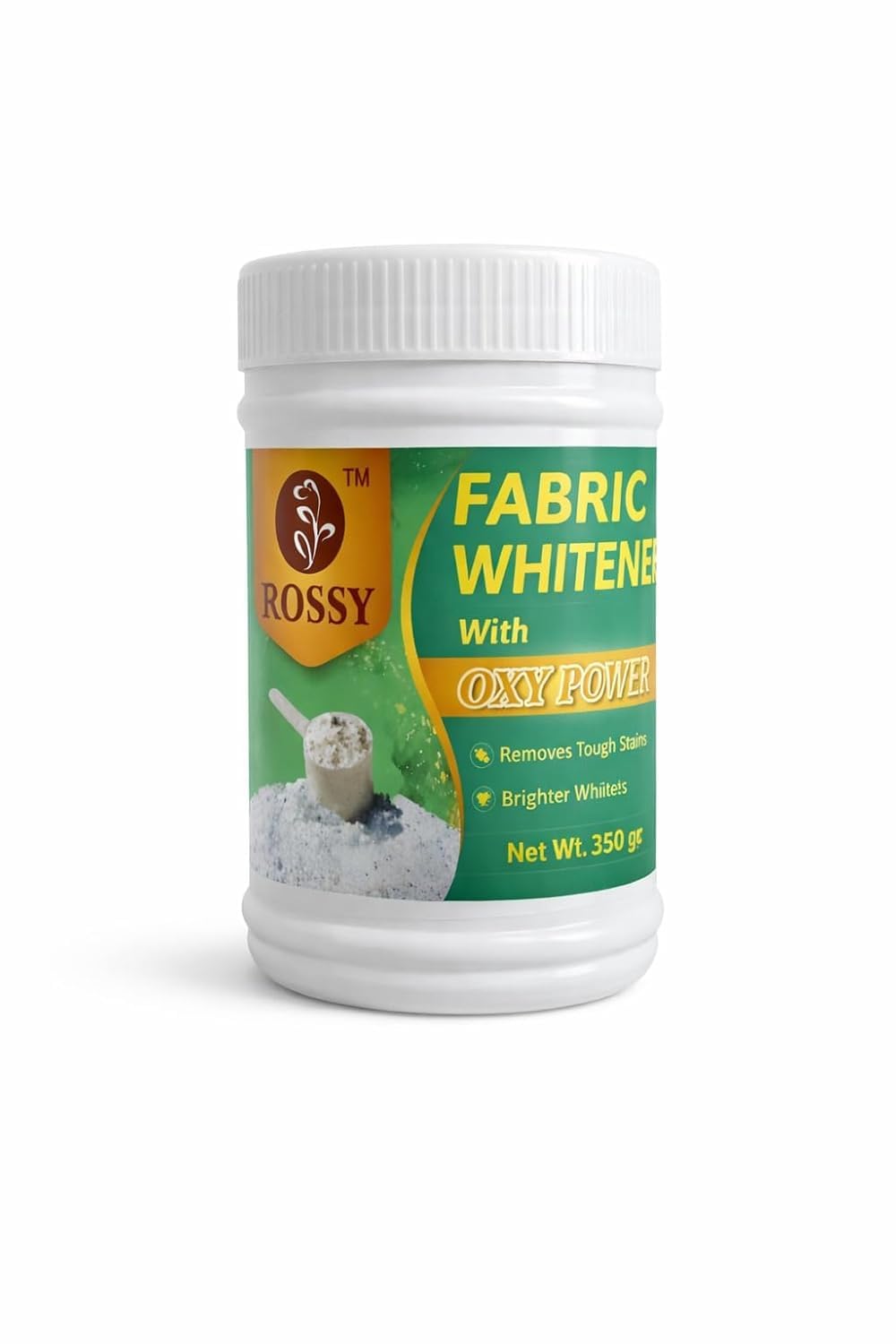 Rossy™ Fabric Whitener with Oxy Power, 350 gm (GREEN) | Oxy Power Formula, 1 Scoop per Load, Add Before Laundry, Powder Whitener, 350 gm Pack-image-16
