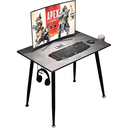 Amazon Need ゲーミングデスク 幅90cm奥行60cm パソコンデスク モニターアーム取付対応 おしゃれ コンパクトデスク ドリンクホルダー ヘッドホンラック 配線収納ラック付き グレー 90 60 75cm パソコンデスク 文房具 オフィス用品