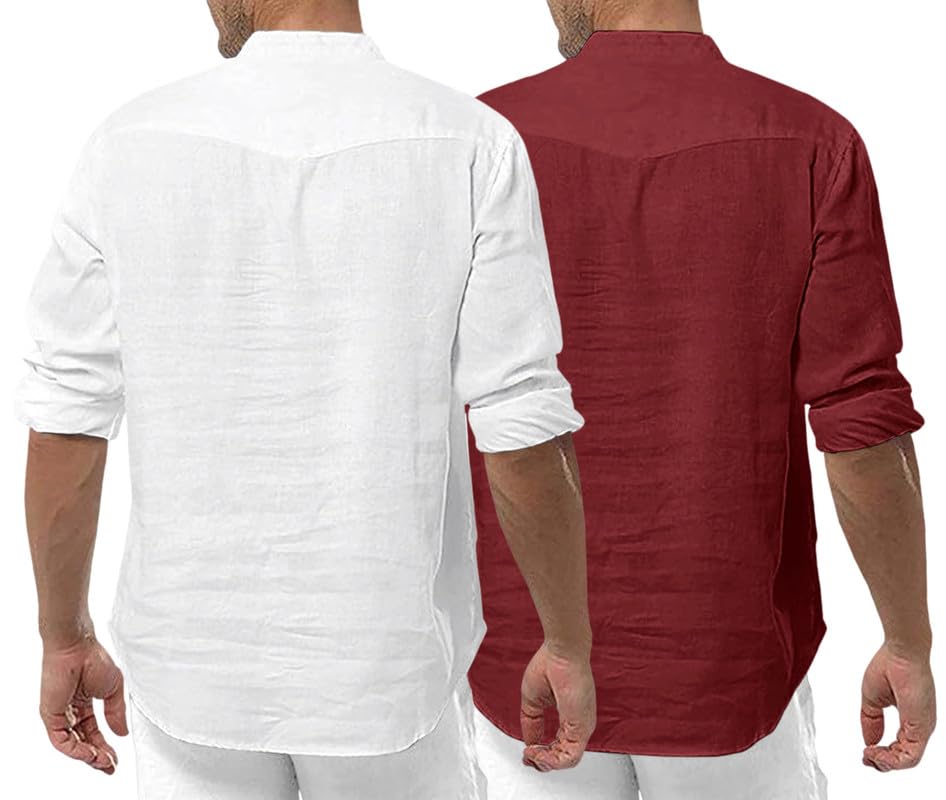 Image of ROYALSCOUT Men's Cotton Polyester Blend Solid Regular Fit Full Sleeve Short Kurta | Ethnic, Lightweight Summer Kurta for Daily & Occasion Use