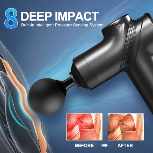 Image of LEERCON Massage Gun Deep Tissue, Silent Motor and Portable Massage Gun with 4 Interchangeable Heads for Deep Muscle Relief and Relaxation, Relax Gift, Black