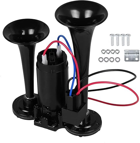 Kit de bocinas de aire con compresor de 12 V, bocinas de coche, bocina ruidosa, trompeta doble para camión, barco, tren, altavoz, coches, furgoneta