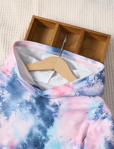 Image of Girls Clothes Tie Dye Sweatsuit Long Sleeve Sweatshirt Tops and Flare Pants 2PCS Girls Fall Clothes
