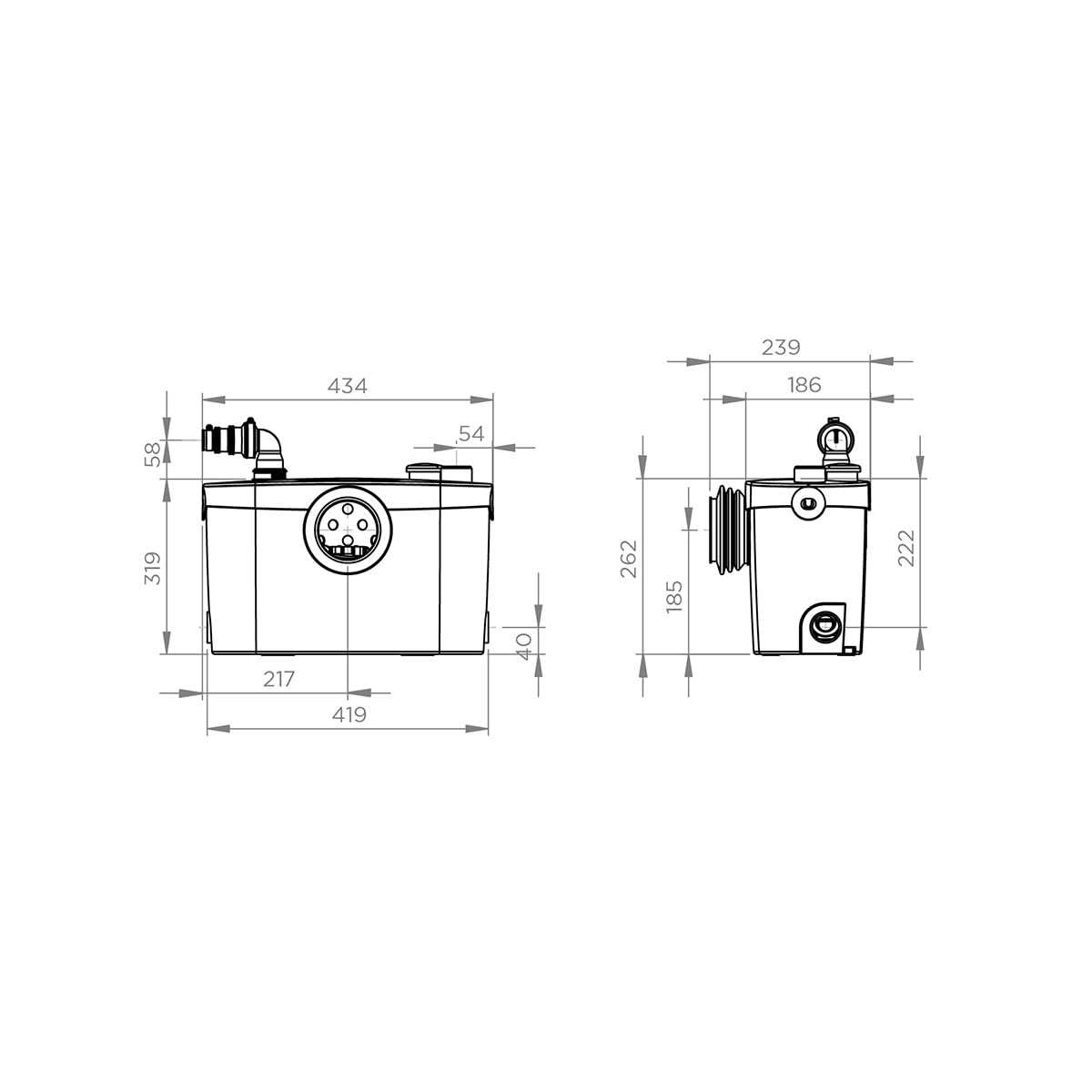 SFA - Sanibroyeur Silencieux (46 dB) Sanipro XR Up - Broyeur WC pour Salle de Bain Complète - Installation et Maintenance Facilitées - 43,2 x 23,9 x 31,9 cm - 400W - Made in France