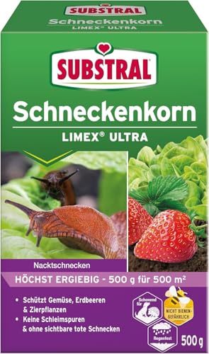 Substral Schneckenkorn LIMEX Ultra 500g für 500qm hochwirksamer Schutz gegen Schnecken für Obst Gemüse & Zierpflanzen