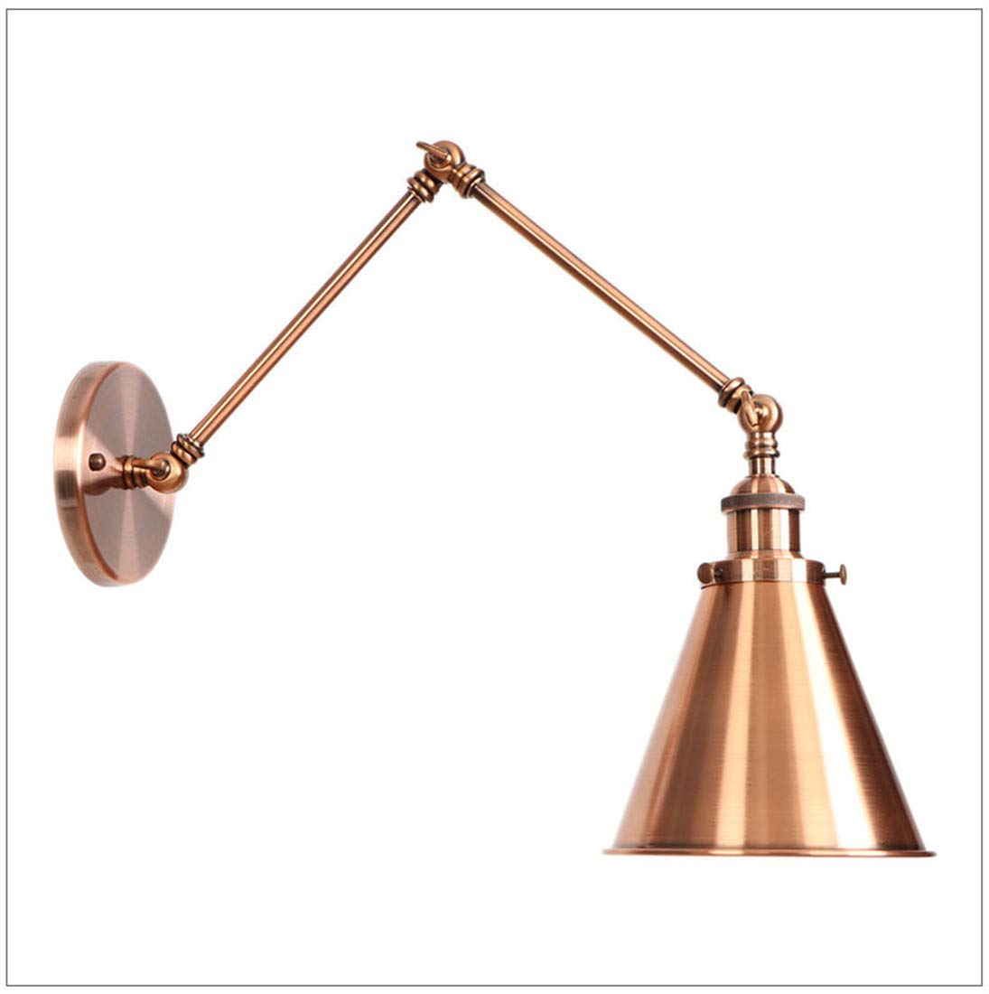 MESOVFCA Vintage Industrial Wall Sconce - Adjustable Metal Lamp Telescopic Shade for Home, Restaurant, and Club (Blue)(Red)