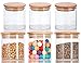 JUVITUS 8 oz Clear Glass Jar with Wooden Bamboo Silicone Sealed Lid (6 Pack)