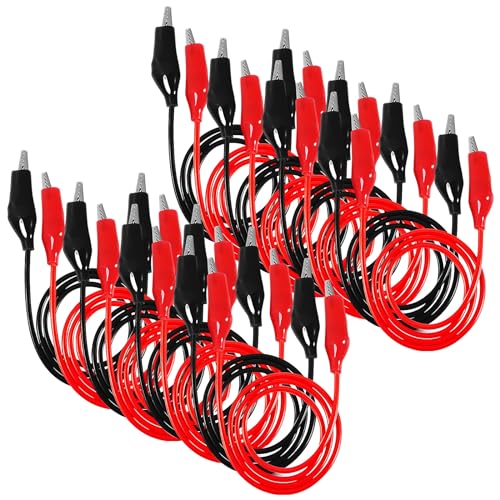 Image of DIANN 8 Groups Alligator Clips Electrical 1M Insulated Test Leads with Alligator Clips Stamping Double-Ended Jumper Wires for Electrical Testing Circuit Connection Experiment (Red & Black)