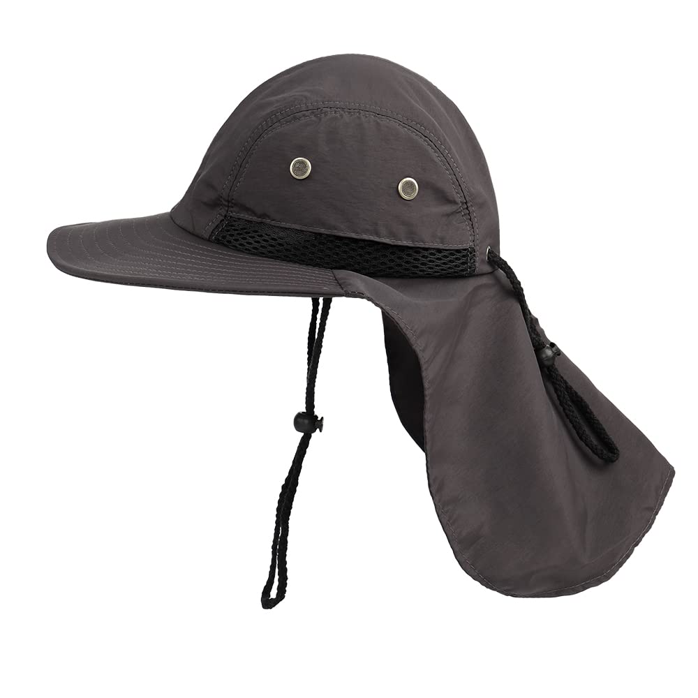 Cappello riflettente ad alta visibilà per uomo, berretto da lavoro con visiera larga e design a secchiello traspirante con patta sul collo