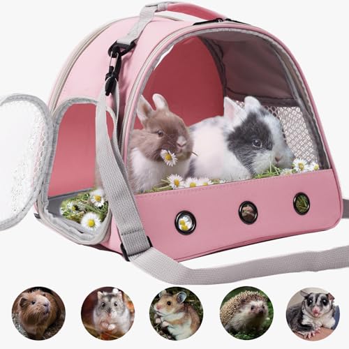 Bearded Dragon Carrier, Lizards & Small Animal Travel Carrier for Sugar Glider, Hedgehog, Rat, Parrot, Bird & Guinea Pig - Portable, Two-Pig Pink Carrier