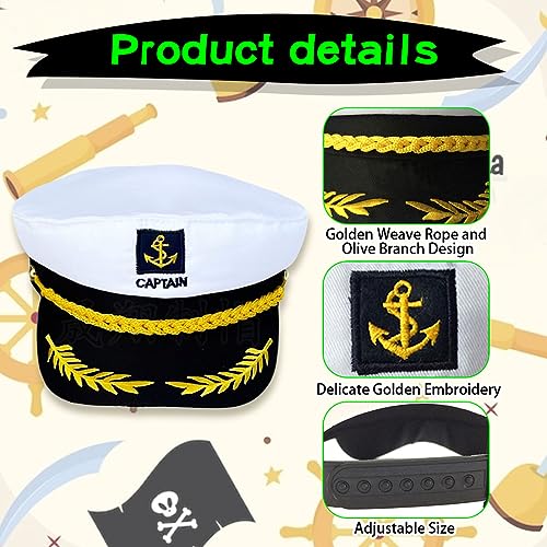 NETUME Sailor Captain's Hat Sunglasses and Scarf, 4 Pcs Captain Cap Costume Accessories for Adults - Image 3