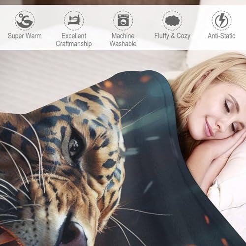 Couverture en flannel motif léopard 140×180cm