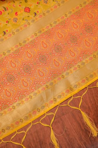 Image of DEVANGI Women's Woven Banarasi Silk Dupatta /Chunni For Women, Floral Print 1 Meter Wide and 2.3 Meter Length Printed Designer Dupatta /Chunni For Girls