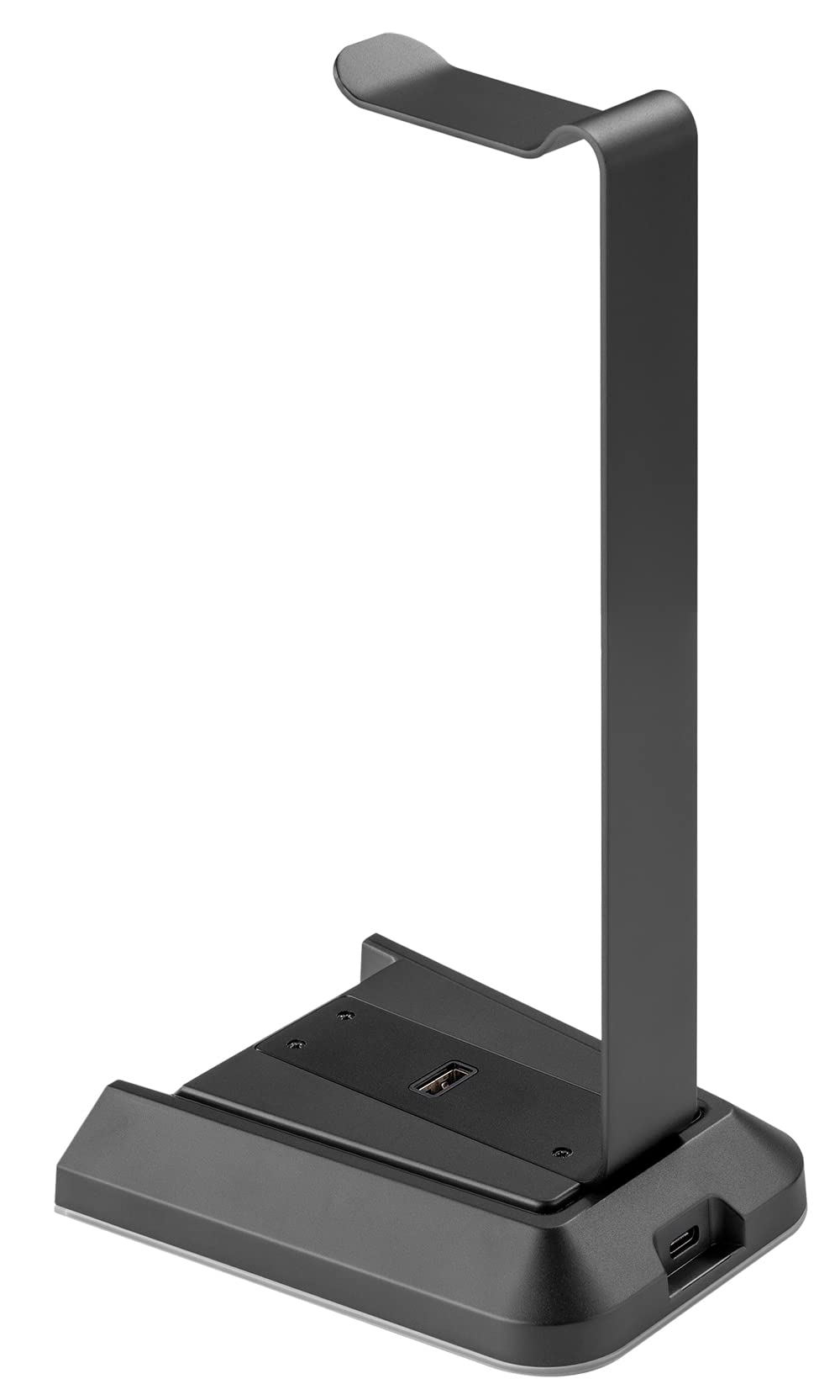 my wall HK2L - Soporte para Auriculares con Efecto de luz RGB y Efecto Envolvente Virtual 7.1, con 2 Puertos USB, Soporte para Auriculares para Juegos para Todos los Auriculares en Color Negro