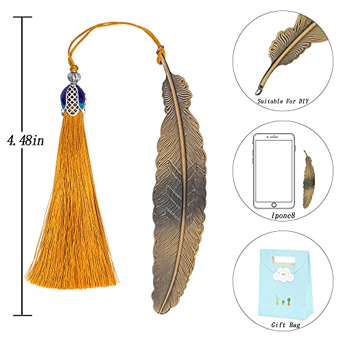 7 Pieces Vintage Metal Feather Bookmarks With Tassels And Beaded For Adults And Kids,Perfect Kids Office School Reading And Gifts And Collections,Ideal Gift For Reader, Woman And Kids. (New 7 Colors) #TOP1