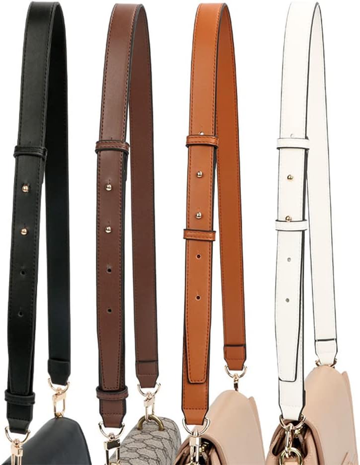 Smooth Leather Belt for Crossbody Handbags Shoulder Bag Replacement Adjustable Purse Strap Long Size Gold Clasp Brown