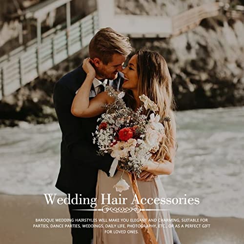 Edary Braut Kristall Hochzeit Haarkamm Blume Braut Haarschmuck Blatt Hochzeit Seitenkamm Haarteil für Frauen und Mädchen (2 Stück)