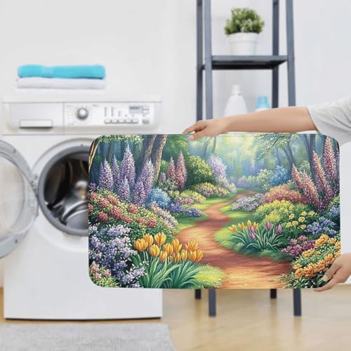 Juego de alfombras de baño estampado de diseño botánico con acabado premium suave 8