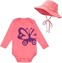 Kit Body Bebê Roupa Praia + Chapéu Proteção Solar Uv Baby