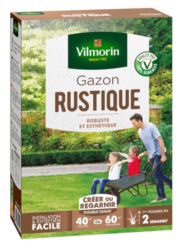 VILMORIN - Gazon Rustique - Robuste et esthétique, 1kg, Vert