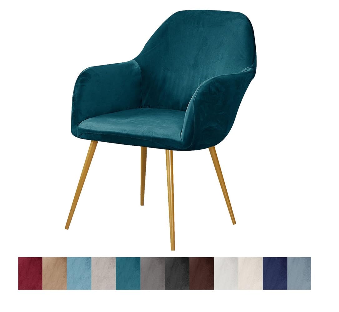 Elasticized Spandex Dining Chair Covers 2Pack Aqua Blue Velvet Slipcovers for Swivel Armchairs Stretch Furniture Protector Easy to Clean Office Sofa Covers