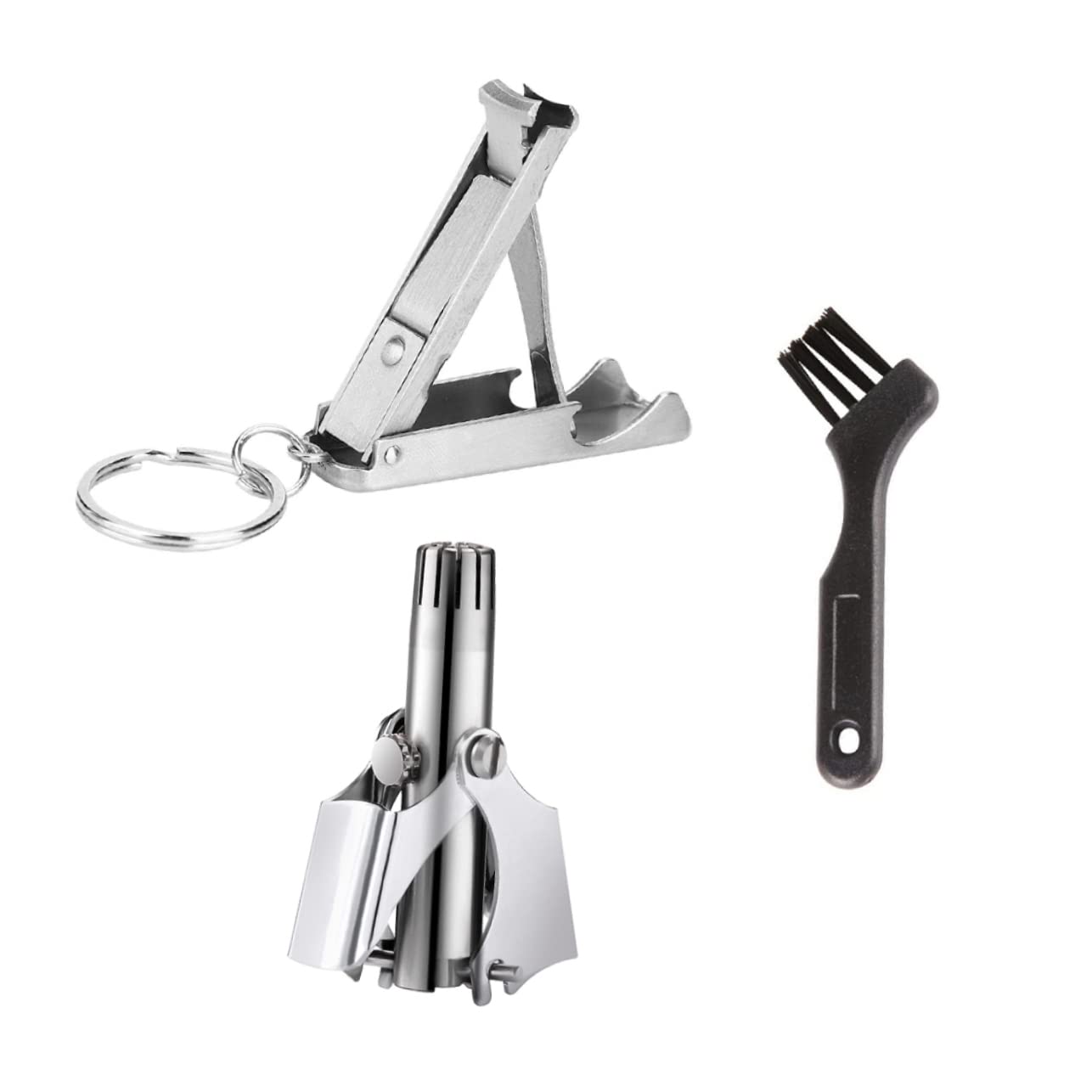BIUDECO Men's Nose Hair Trimmer Set Stainless Steel Hair Removal Scissors for Grooming Portable for Men Women Boys and Girls No Batteries Needed