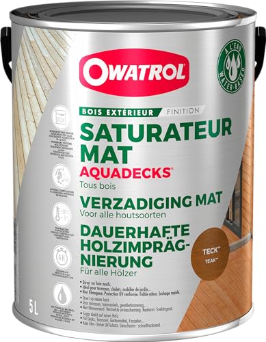 AQUADECKS OWATROL - Saturateur Mat - Saturateur Bois Extérieur - Sublimes les Bois Exotiques et Résineux - Châlets, Terrasses, Bardages, Pont de Bateaux -...