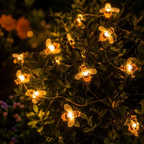 Image of KHIZAR 16 LED Honey Bee String Lights Plug in, Warm White Decorative Fairy Lights for Bedroom, Balcony, Wall, Garden, Diwali, Christmas, Wedding, Party & Home Decor, Flexible Gel Wire (3 METRE)