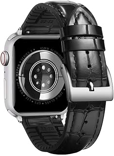 سوار قياسي من في فولت متوافق مع ساعة ابل سيريز 1-7 و الترا و اس اي مصنوع من الجلد والسيليكون باللون الأسود للجنسين مقاس 38-41 ملم