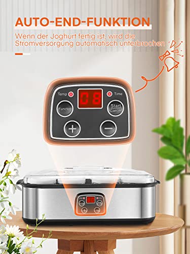 Joghurtbereiter, Griechische Joghurtmaschine mit 8 Gläsern/Deckeln, One-Touch-Display: Perfekt für organische, gesüßte, aromatisierte, einfache oder zuckerfreie Optionen für Babys, Kinder und Parfaits