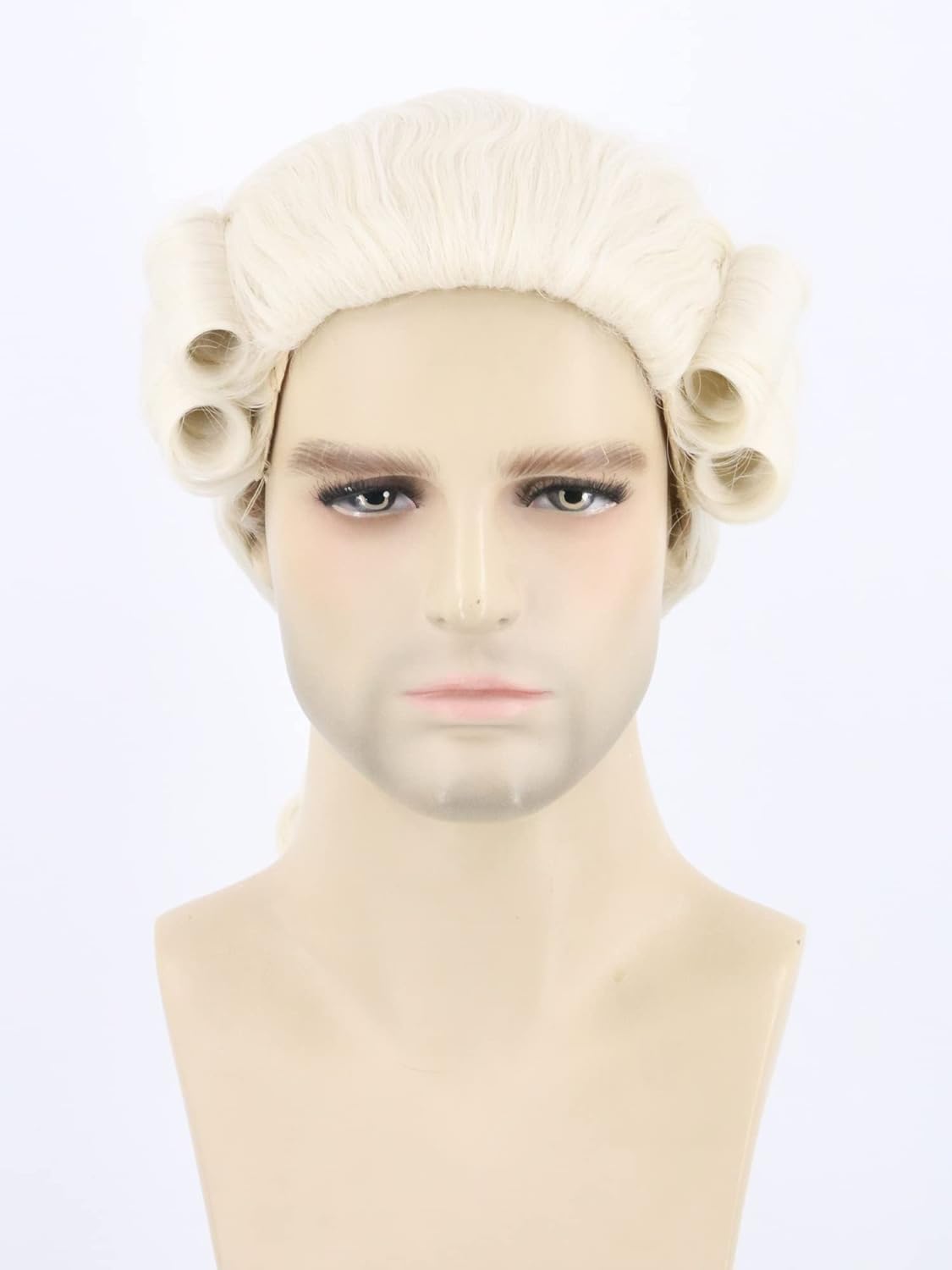 LeMarnia Beige Colonial Curly Judge Wig Halloween Costume Cosplay Wig - Image 3